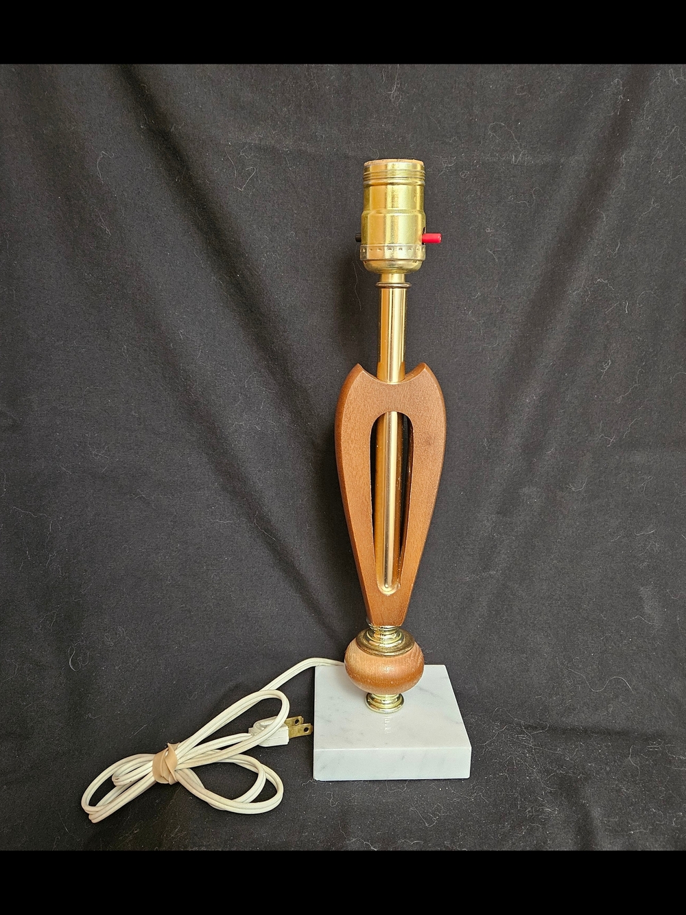 Mid-Century Modern Wood & Marble Table Lamp